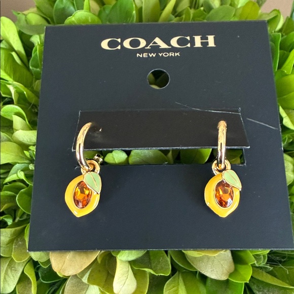 COACH CT087 🍋LEMON🍋 CHARM HUGGIE EARRINGS 🌟NWT🌟 - Picture 8 of 15